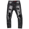 M1771 Makobi Petani Shredded Jeans With Bleach Spots - Black Wash