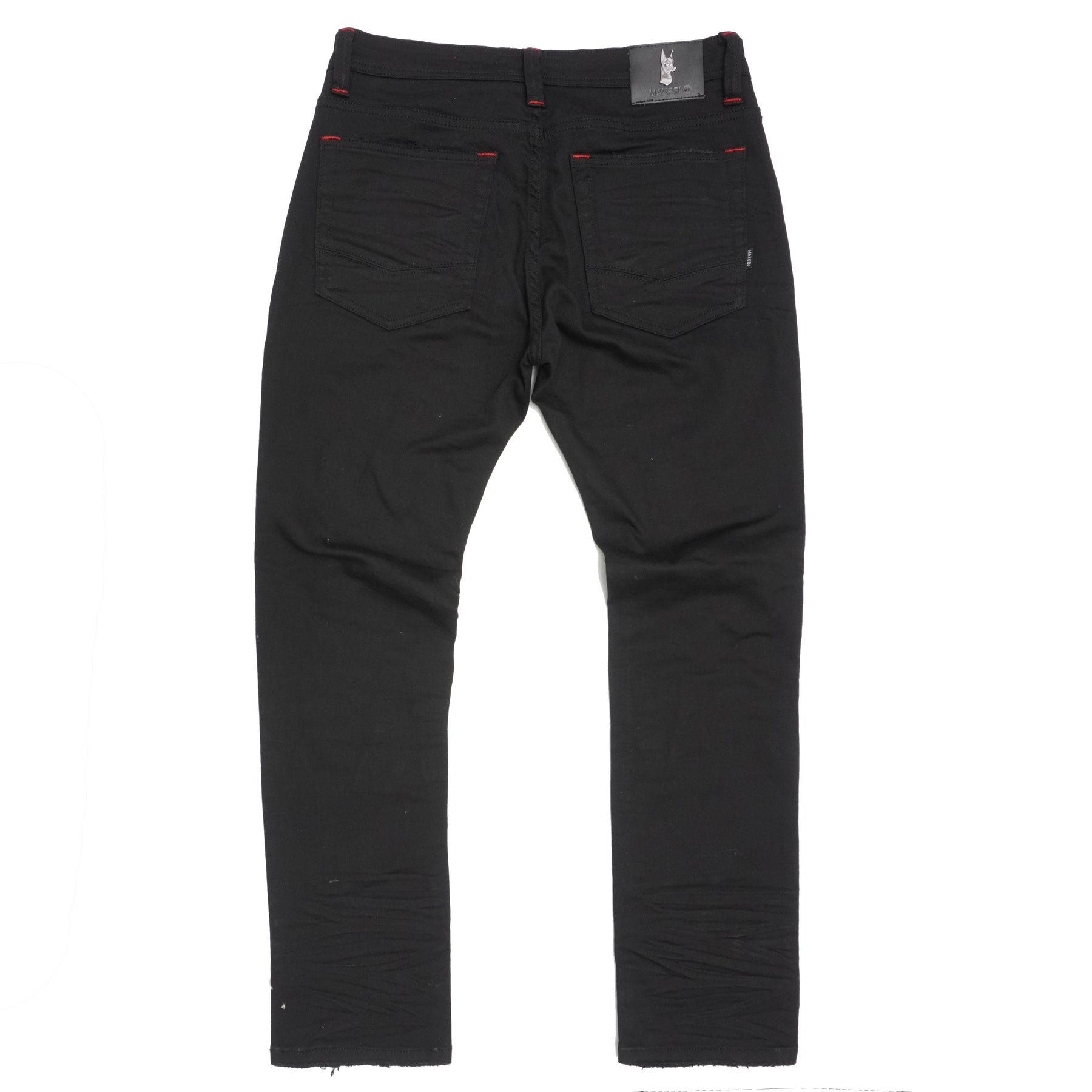 M1773 Makobi Amalfi Denim Jeans W/ Underlay - Black Red – Makobi Jeans USA