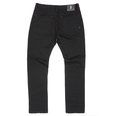 M1773 Makobi Amalfi Denim Jeans W/ Underlay - Black Red