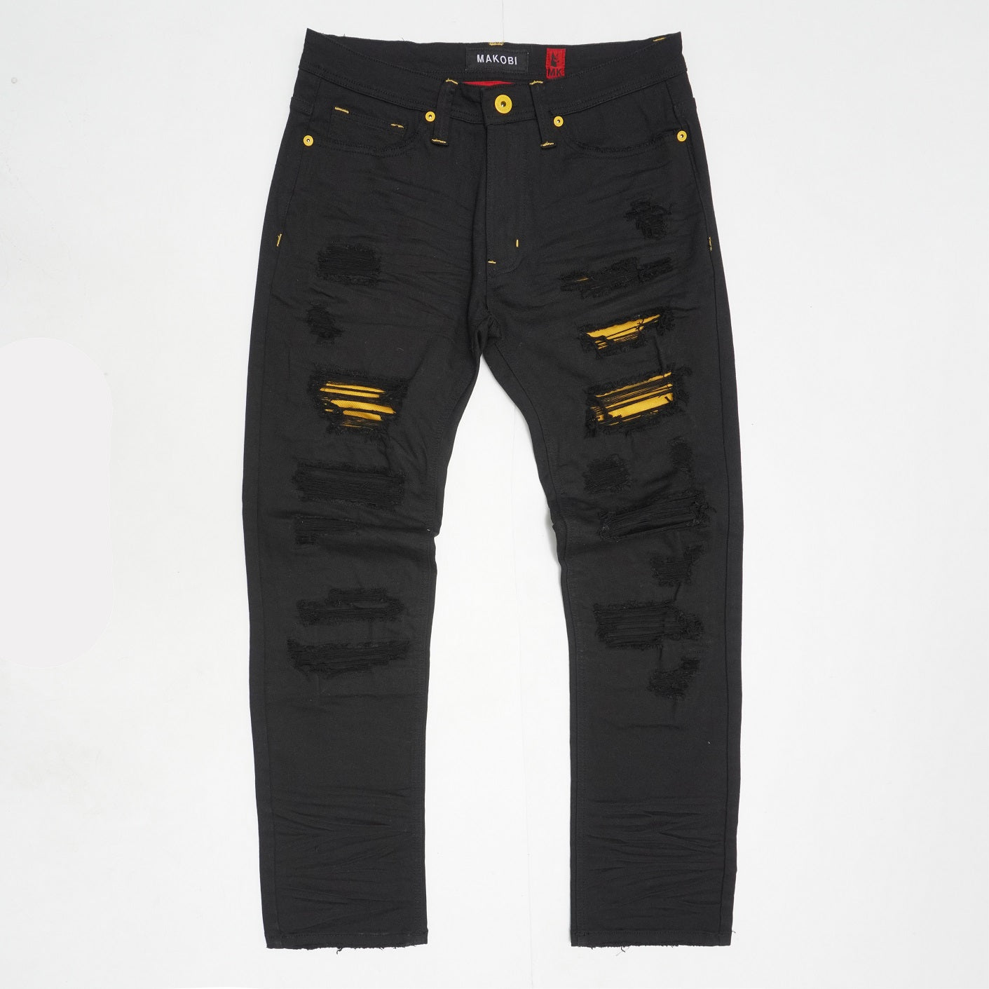 M1773 Makobi Amalfi Denim Jeans W/ Underlay - Black Yellow