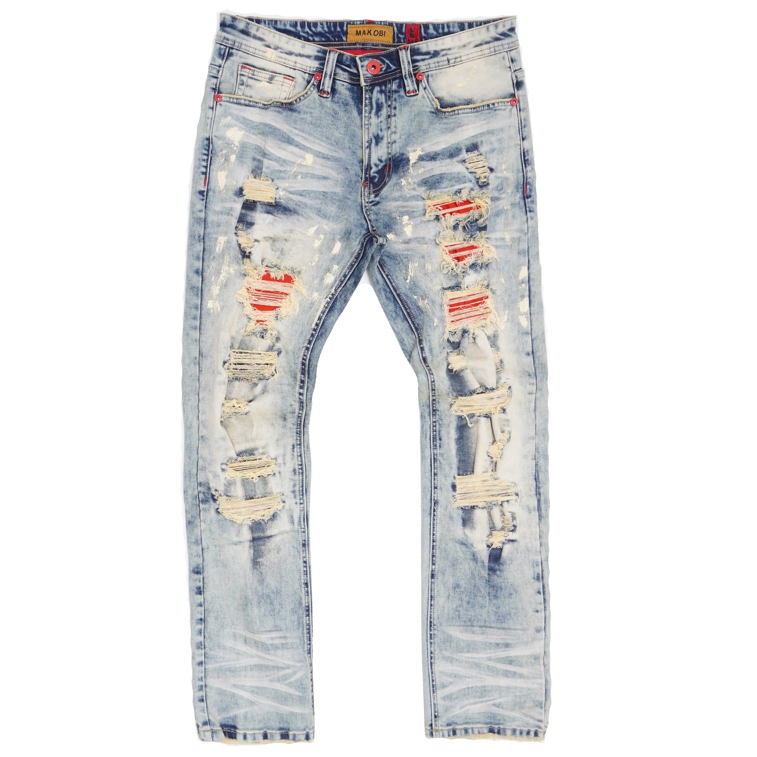 M1773 Makobi Amalfi Denim Jeans W/ Underlay - Dirt Wash – Makobi Jeans USA