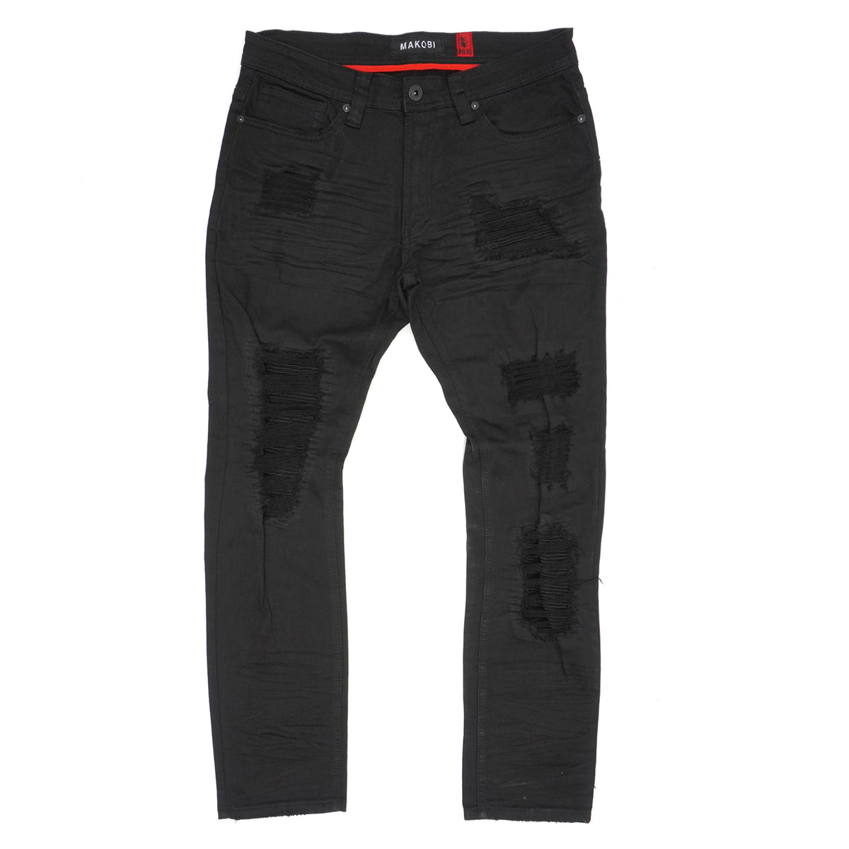 Makobi M1780 Pensacola Shredded Jeans -Black/Black