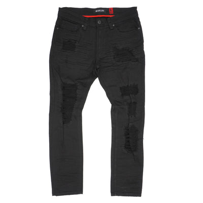 M1780 Pensacola  Shredded Jeans -Black/Black