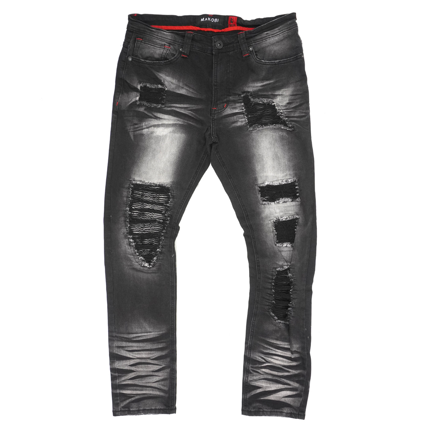 M1780 Pensacola  Shredded Jeans  - Black Wash