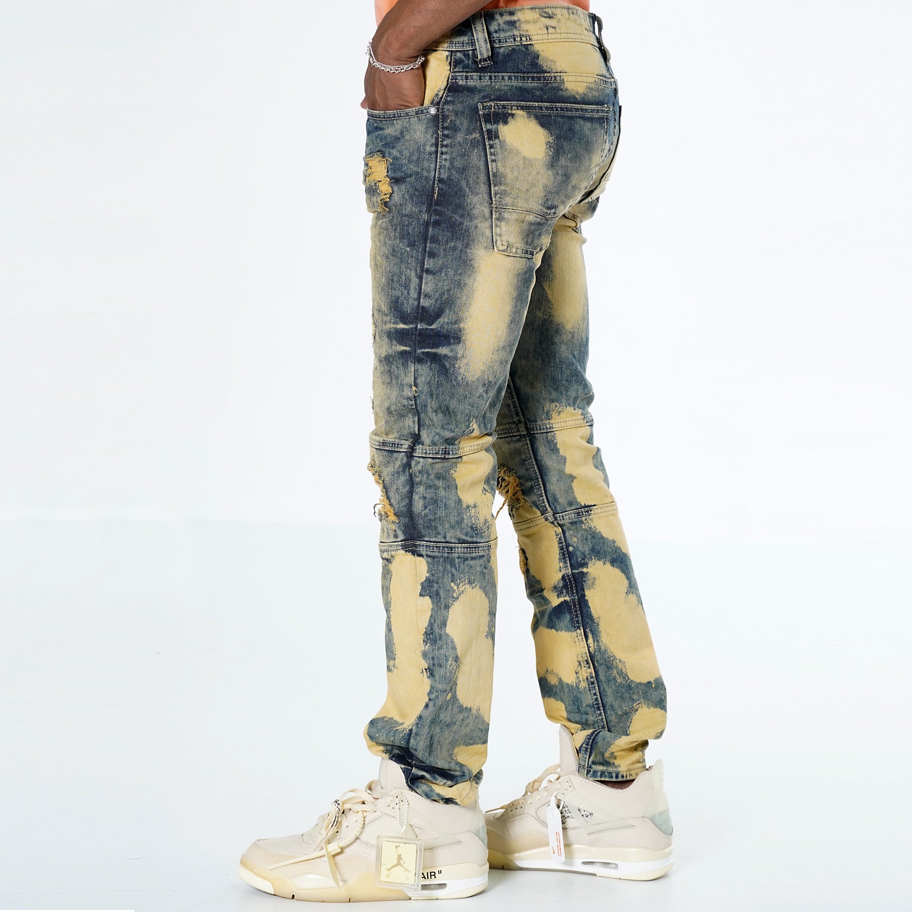 M1784 Makobi Shredded Denim Jeans - Vintage Wash