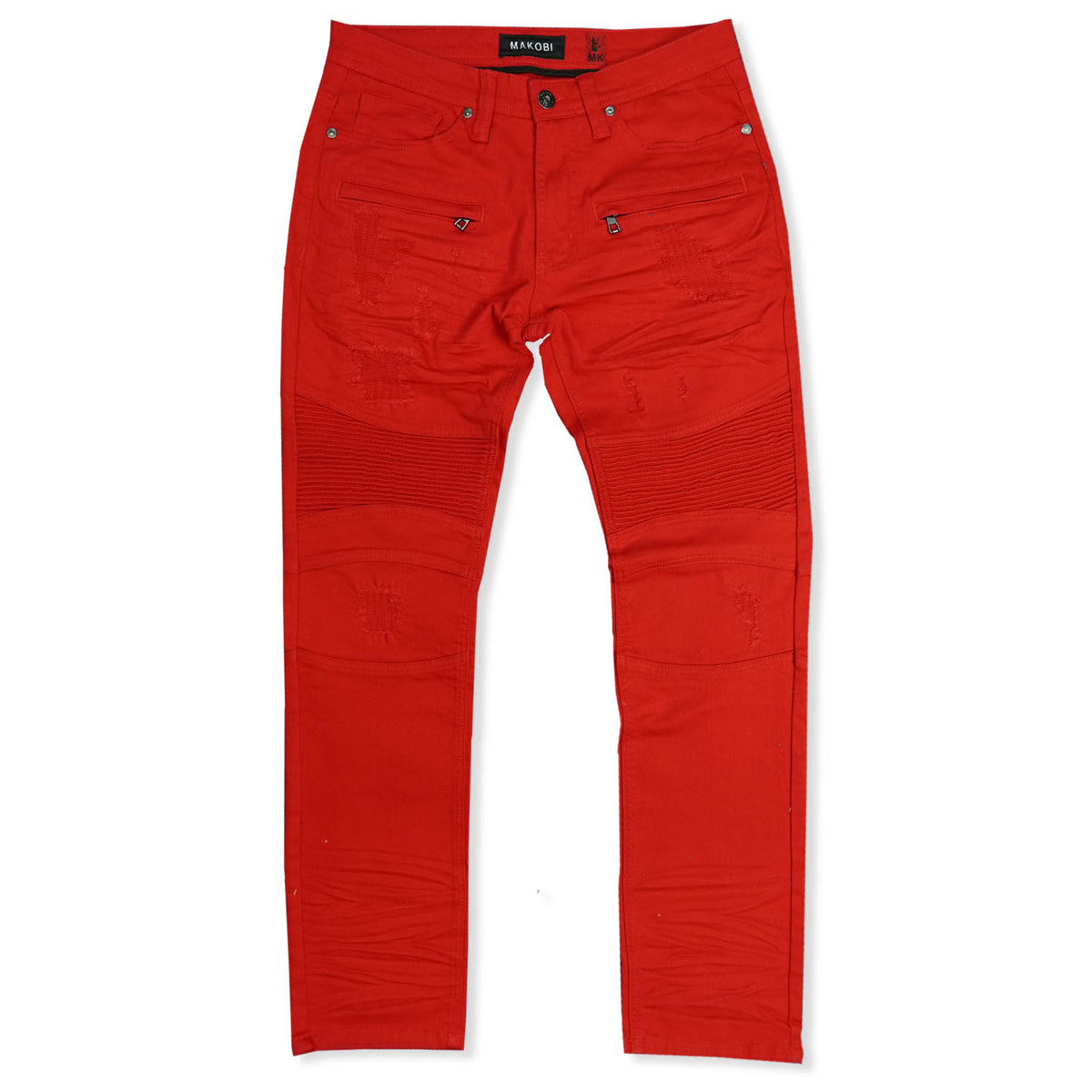 Makobi M1786 Makobi Prado Biker Jeans with Rip & Repair in Red