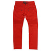 M1786 Makobi Prado Biker Jeans pẹlu Rip &amp; Tunṣe - Red