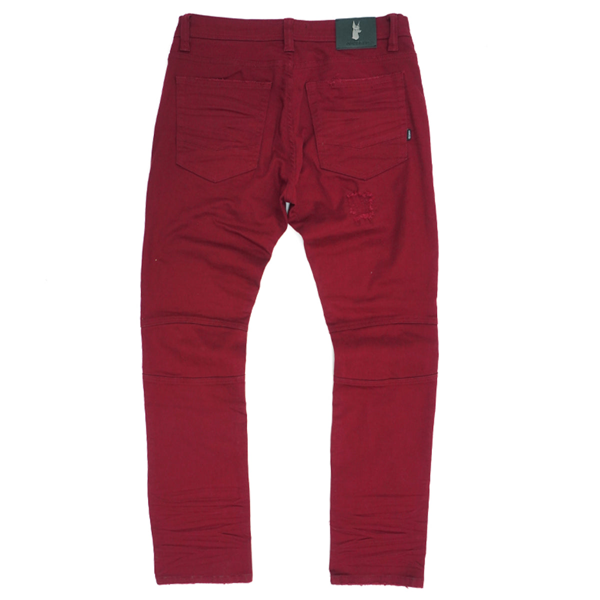 Makobi M1786 Makobi Prado Biker Jeans with Rip & Repair in Burgundy, view 2