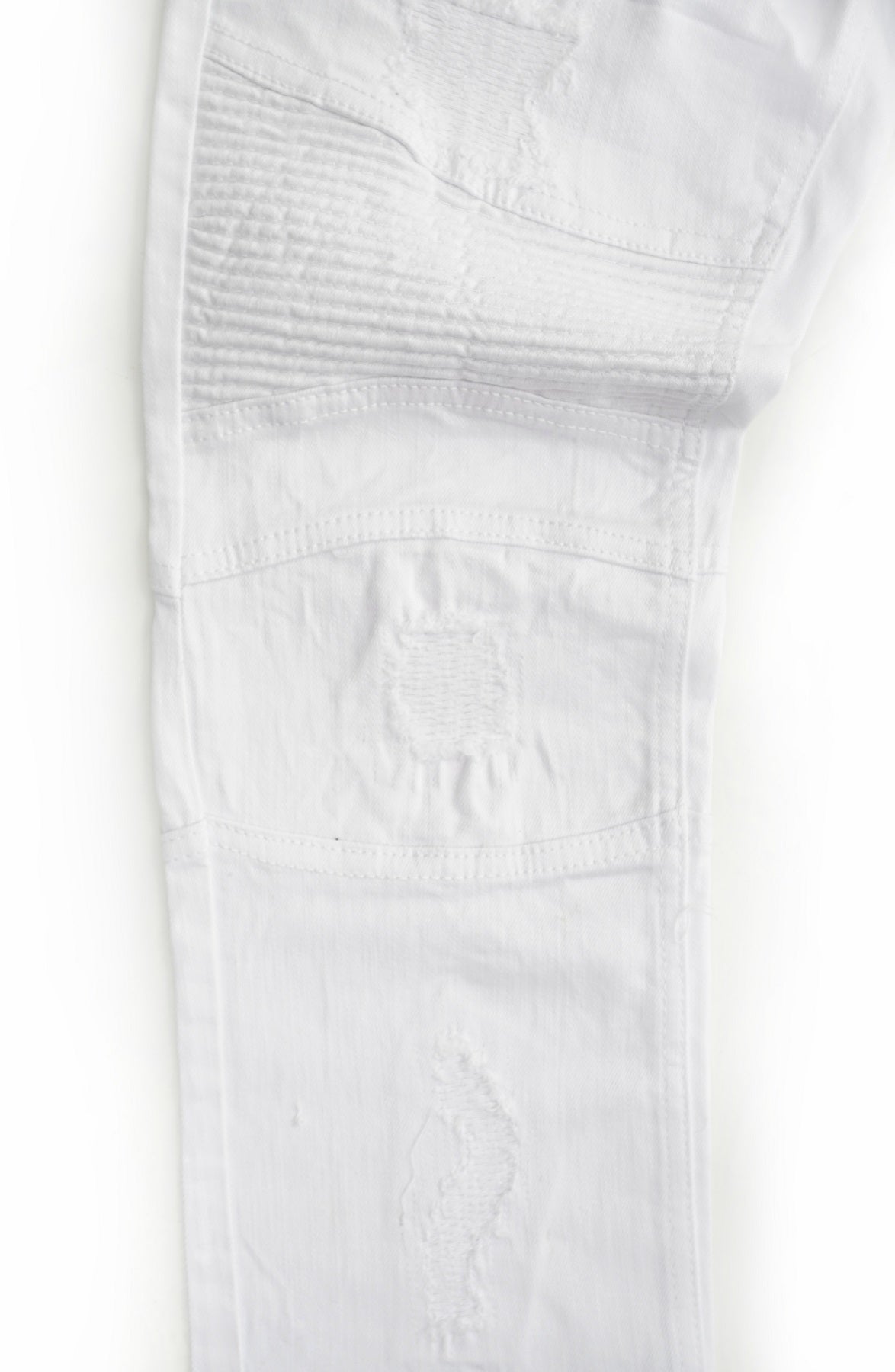 Makobi M1786 Makobi Prado Biker Jeans with Rip & Repair in White, view 3