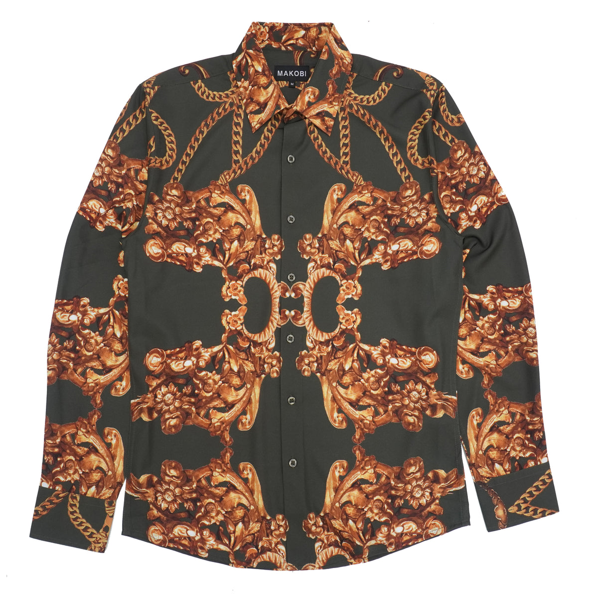 Makobi M1828 Accardo Printed Shirt in Olive