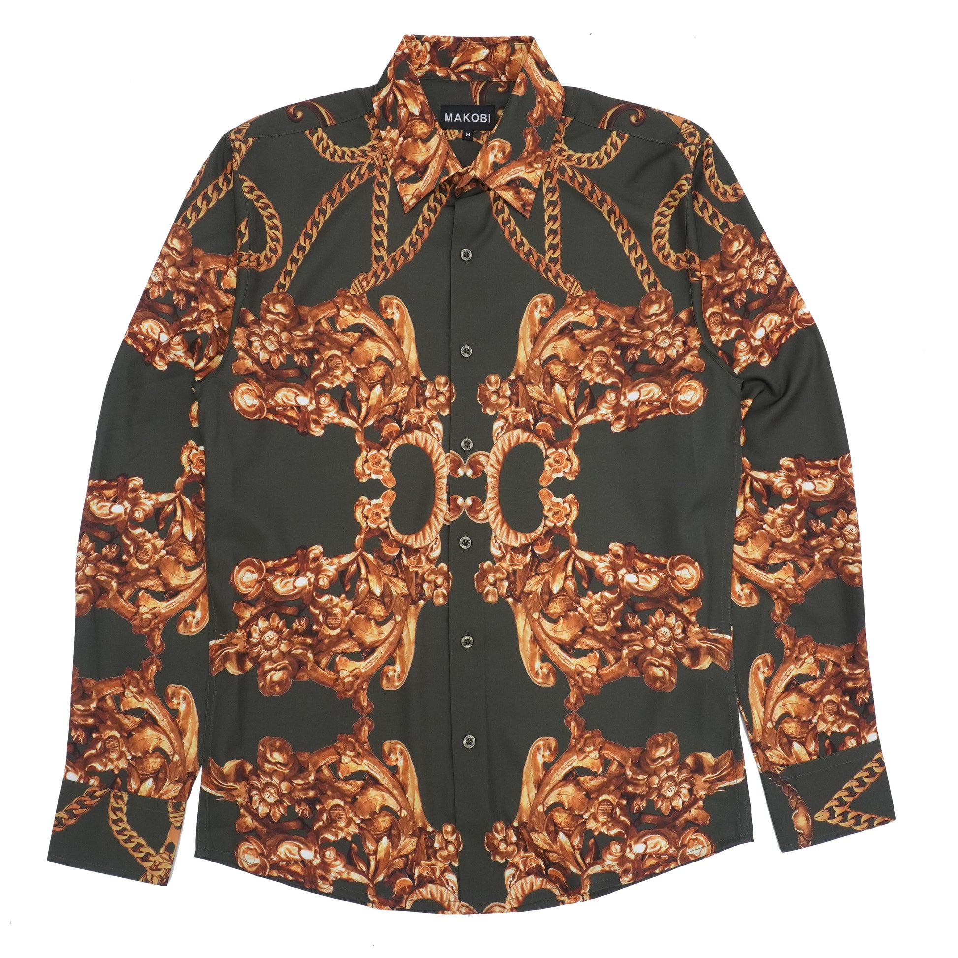 Makobi M1828 Accardo Printed Shirt in Olive