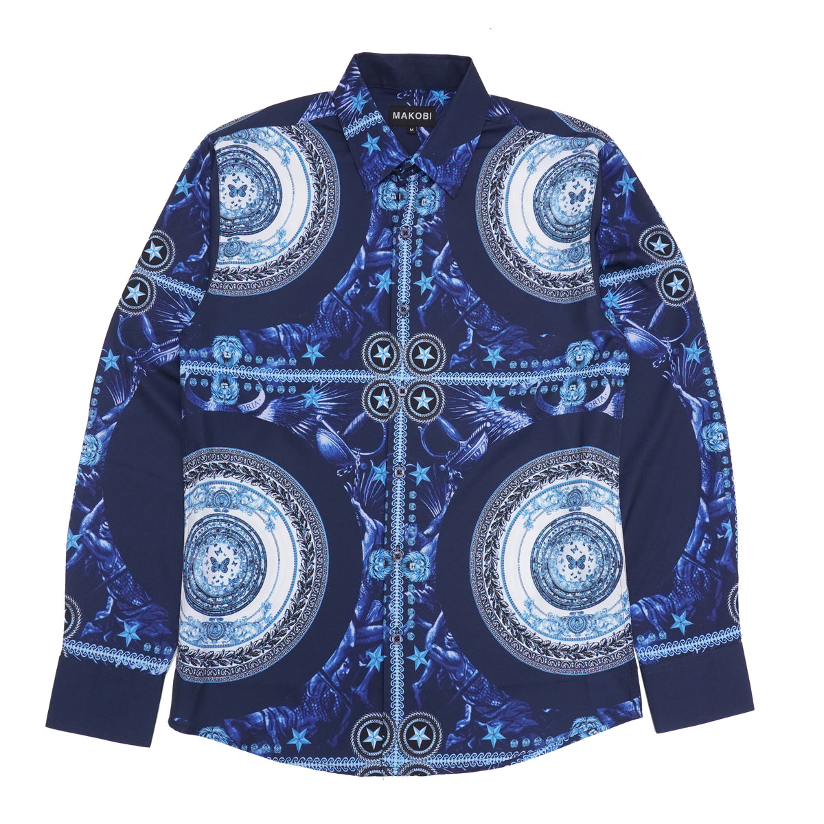 Makobi M1831 Barbato Printed Shirt in Navy