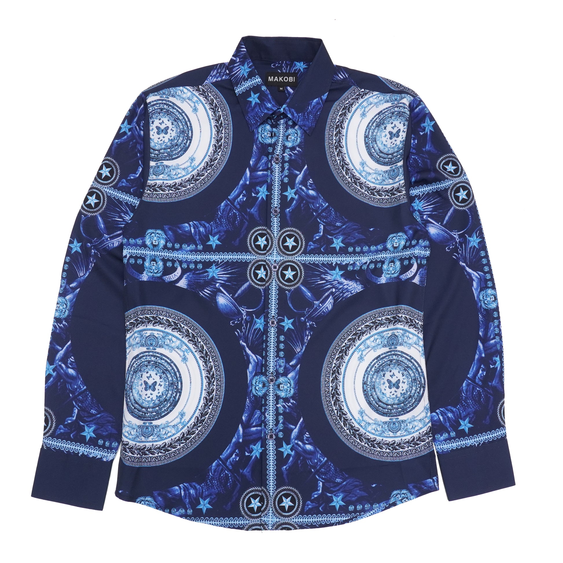 Makobi M1831 Barbato Printed Shirt in Navy