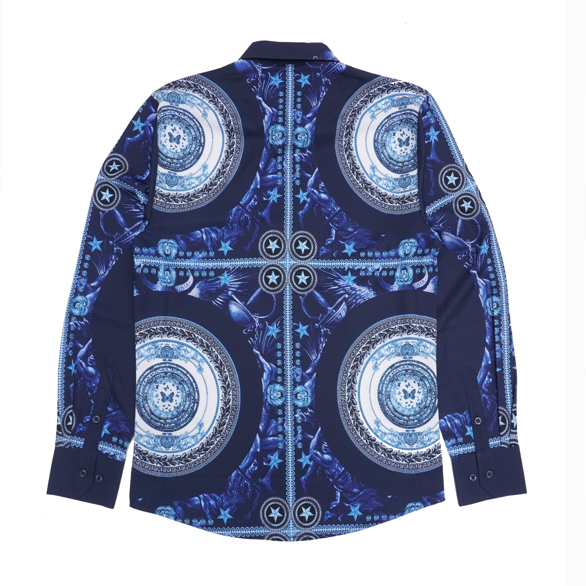 Makobi M1831 Barbato Printed Shirt in Navy, view 3