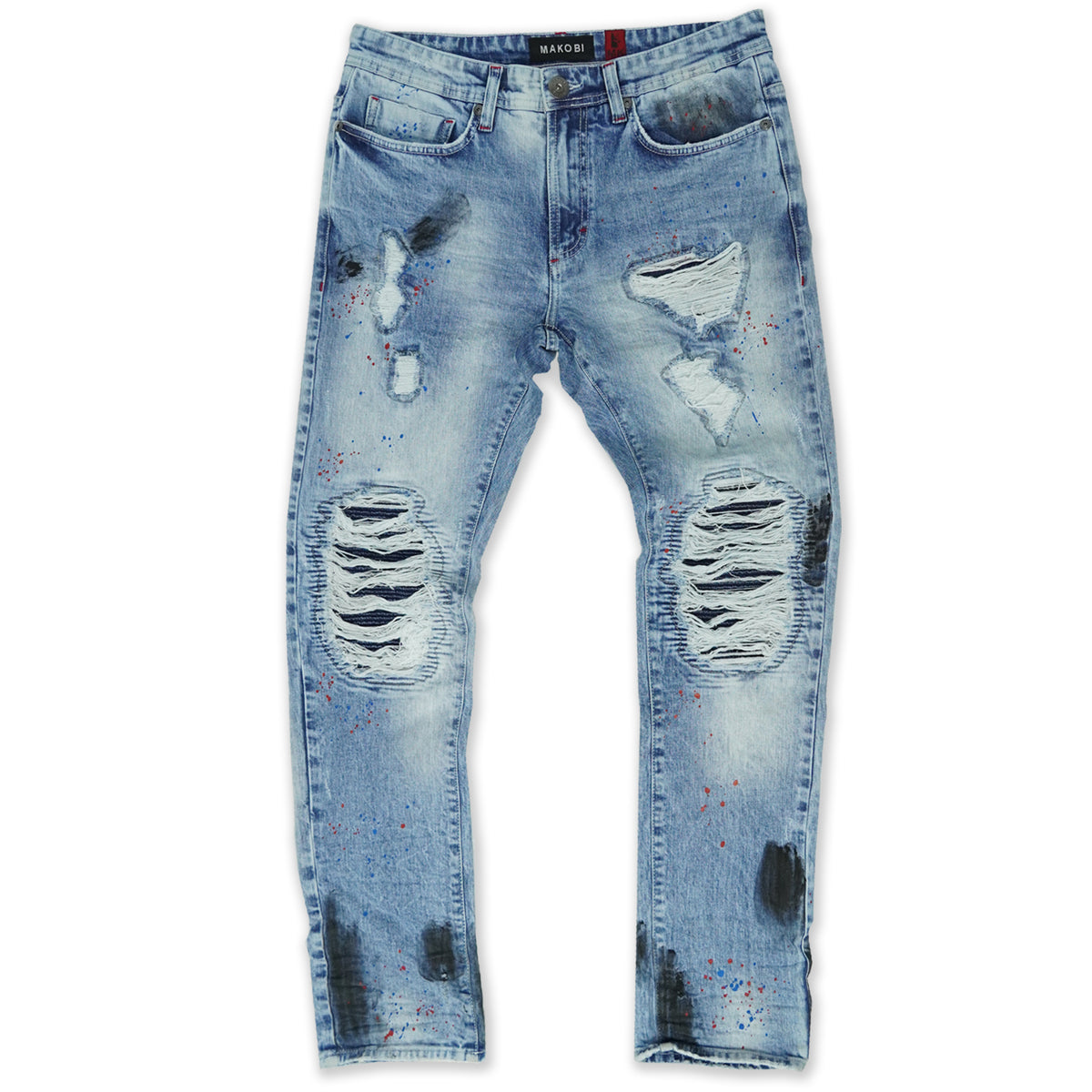 Makobi M1920 Zuma Shredded Jeans in Light Wash