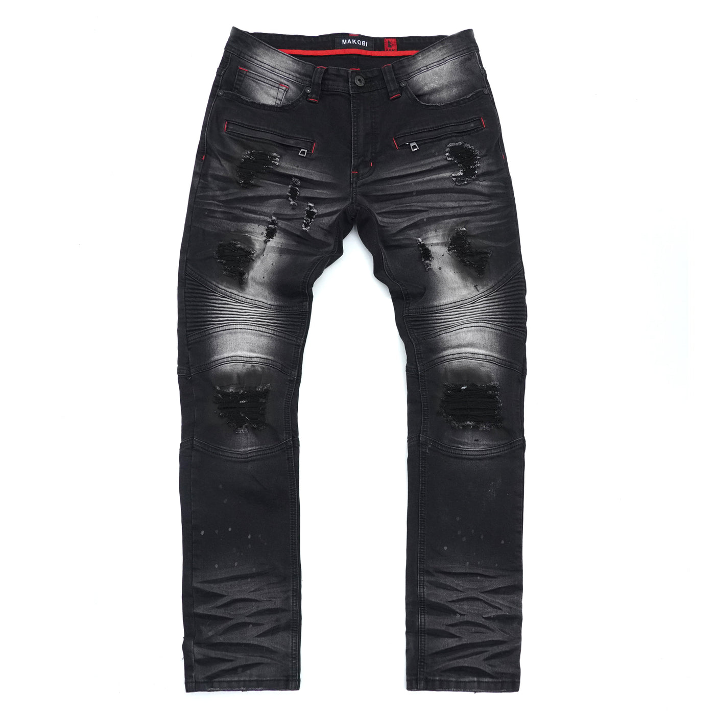 M1924 Makobi Daytona Biker Jeans - Black Wash – Makobi Jeans USA