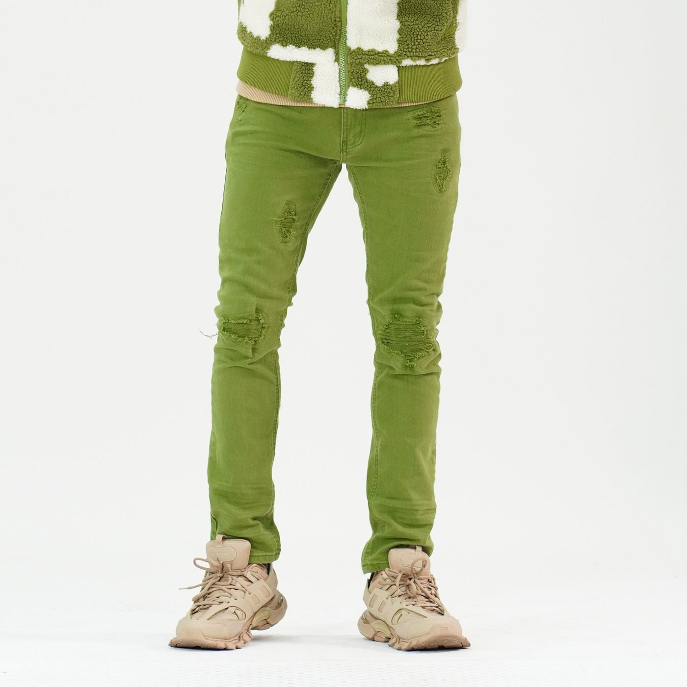 M1932 Makobi Brighton Shredded Twill Jeans - Green