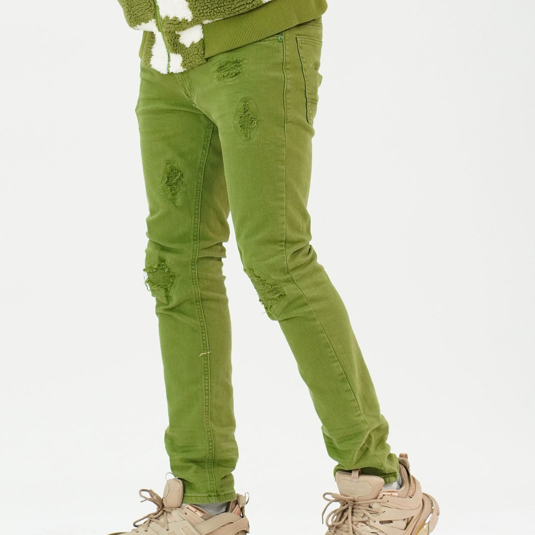 M1932 Makobi Brighton Shredded Twill Jeans - Green