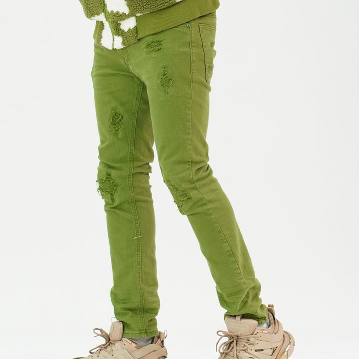 M1932 Makobi Brighton Shredded Twill Jeans - Green
