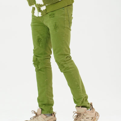 M1932 Makobi Brighton Shredded Twill Jeans - سبز