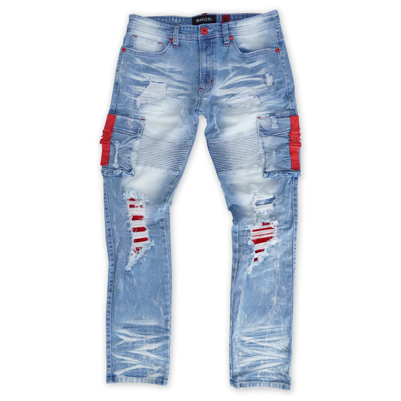 M1939 Railay Biker Jeans w/ Side Pockets - Light Wash