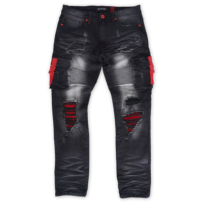 M1939 Railay Biker Jeans w/ Side Pockets - Black Wash