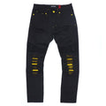 Makobi M1940 Naxos Biker Jeans- Black/Yellow