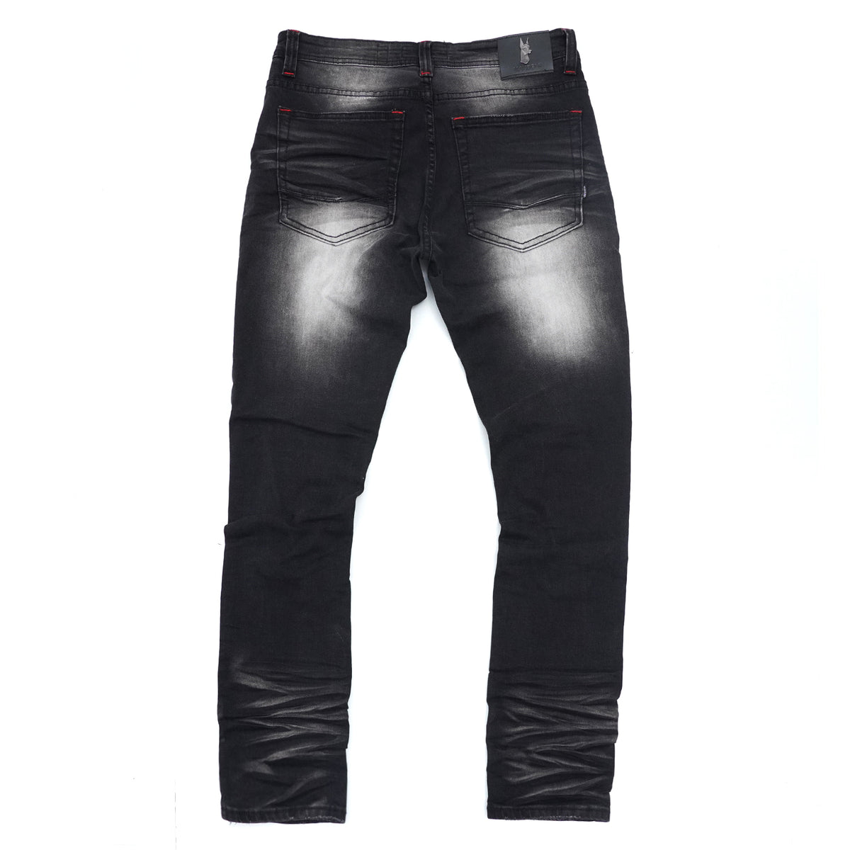 Makobi M1940 Naxos Biker Jeans- Black Wash/Red, view 4