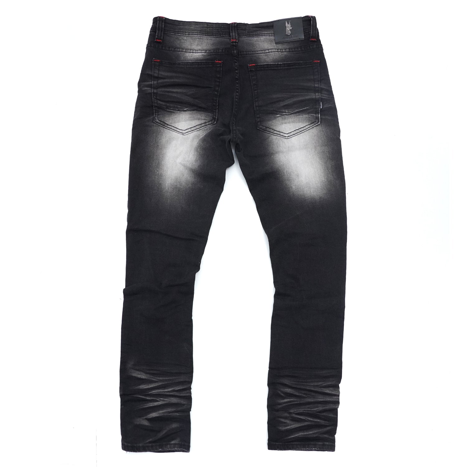 Makobi M1940 Naxos Biker Jeans- Black Wash/Red, view 4