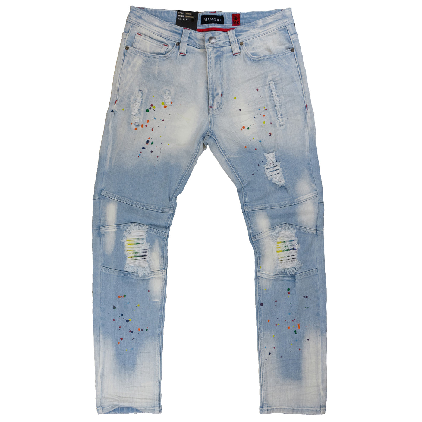 M1955 Makobi Denim Pants with Underlay & Paint Spots - Light Wash