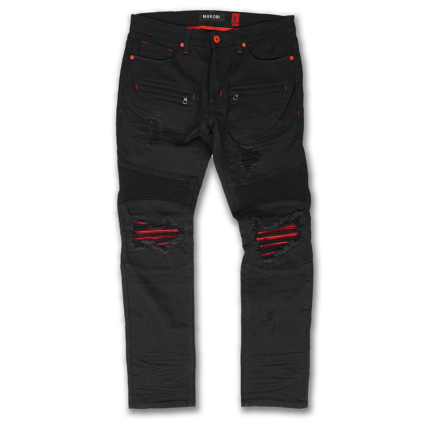 M1962 Maui Biker Jeans W/ Contrast Underlay - مشکی/مشکی