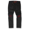 M1962 Maui Biker Jeans W/ Contrast Underlay  - Black/Black