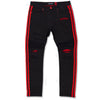 M1986 Ozarks Shredded Jeans w/ Side Tapes - Black/Red