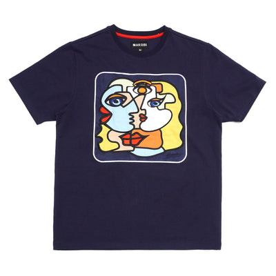 M314 Two Face Abstract Tee - Navy