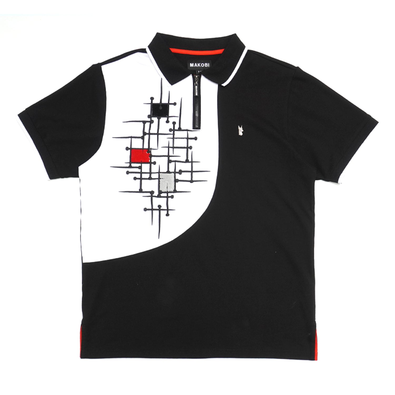 M351 Makobi Awọ Block Polo Shirt - Black
