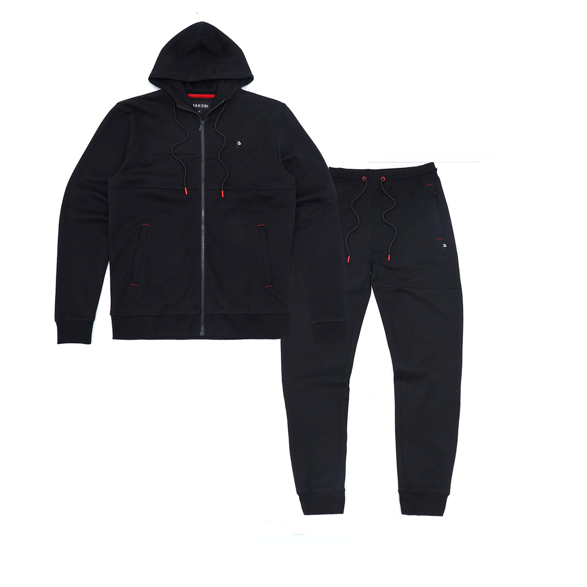 Makobi M3707 Tech Fleece Zip Up Hoody Set in Black