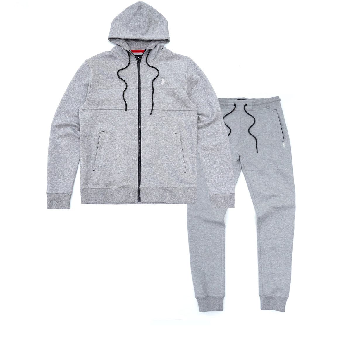 Makobi M3707 Tech Fleece Zip Up Hoody Set in Gray