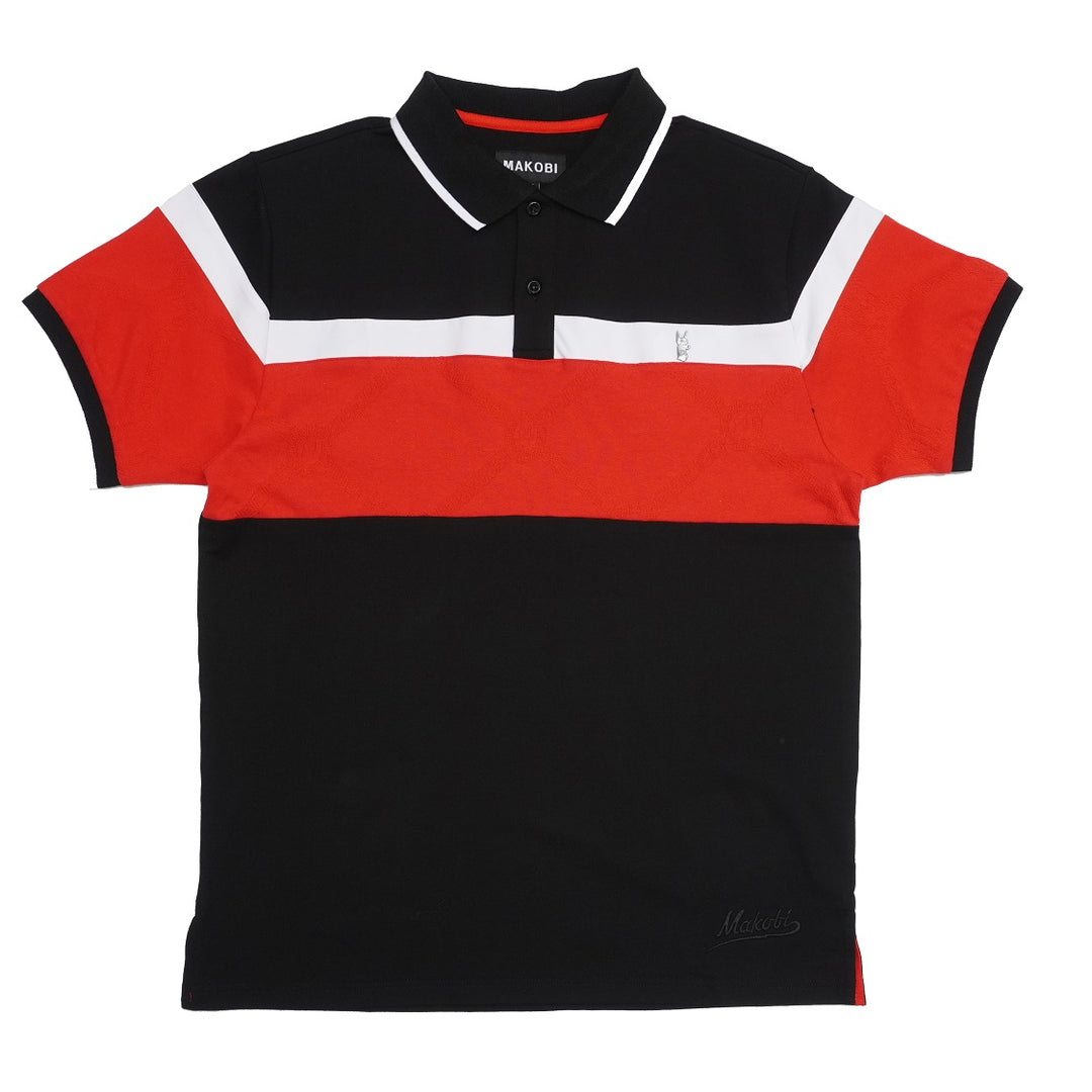 M392 Makobi Monogram Horizon Polo Shirt - Black/Red