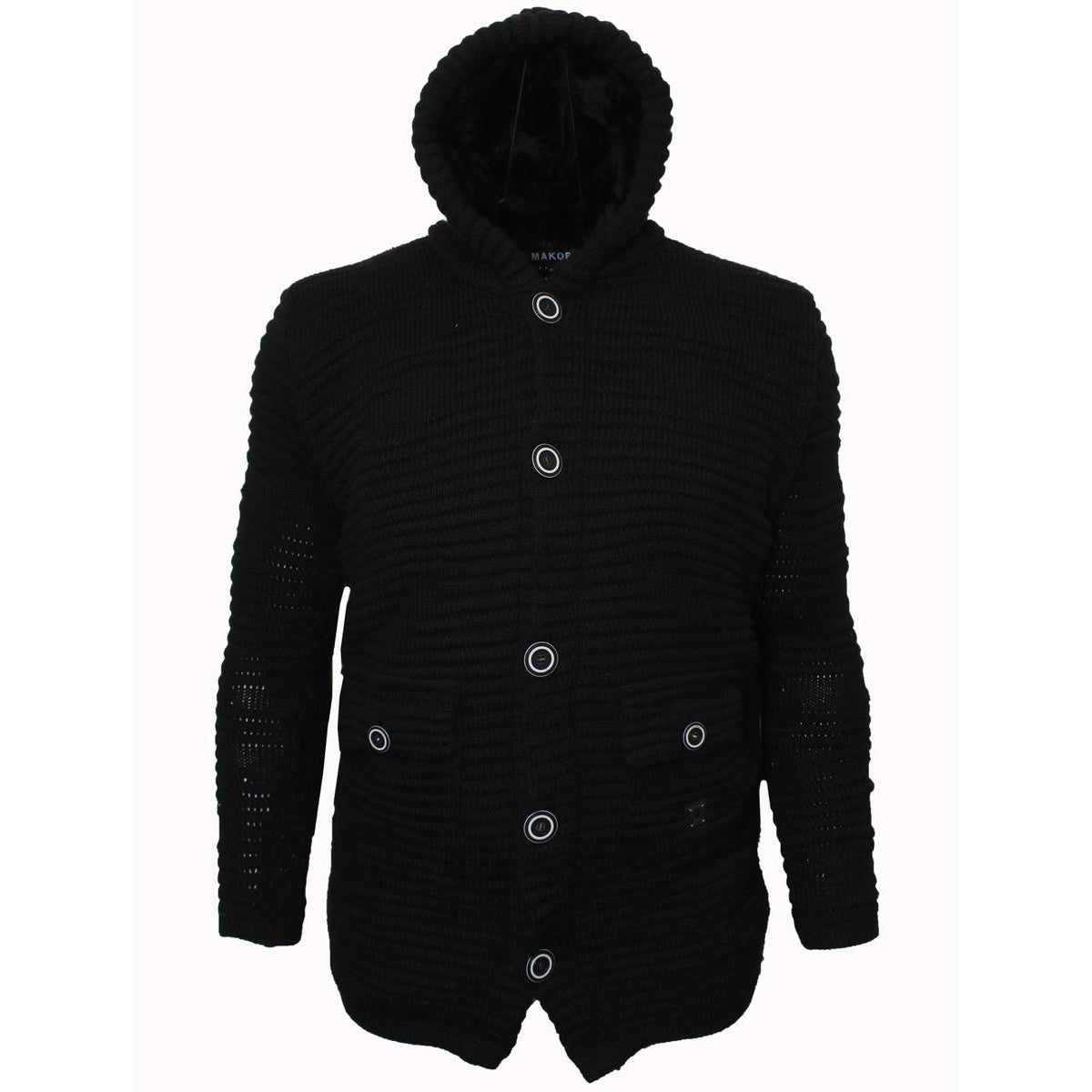 M4036 Ribbed Knit with Fur Lining - Black