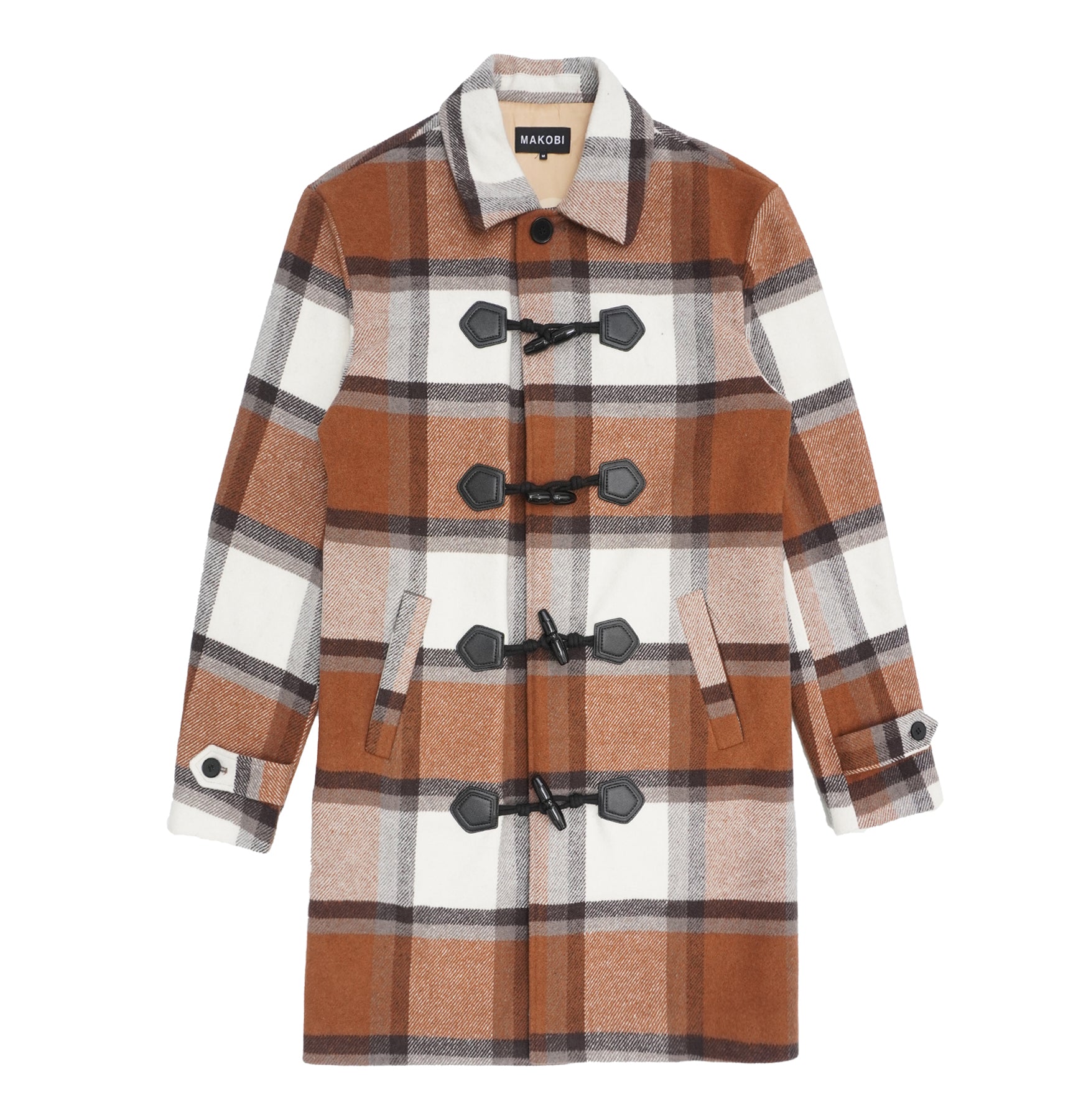 Makobi M4045 Renzo Wool Plaid Coat in Natural