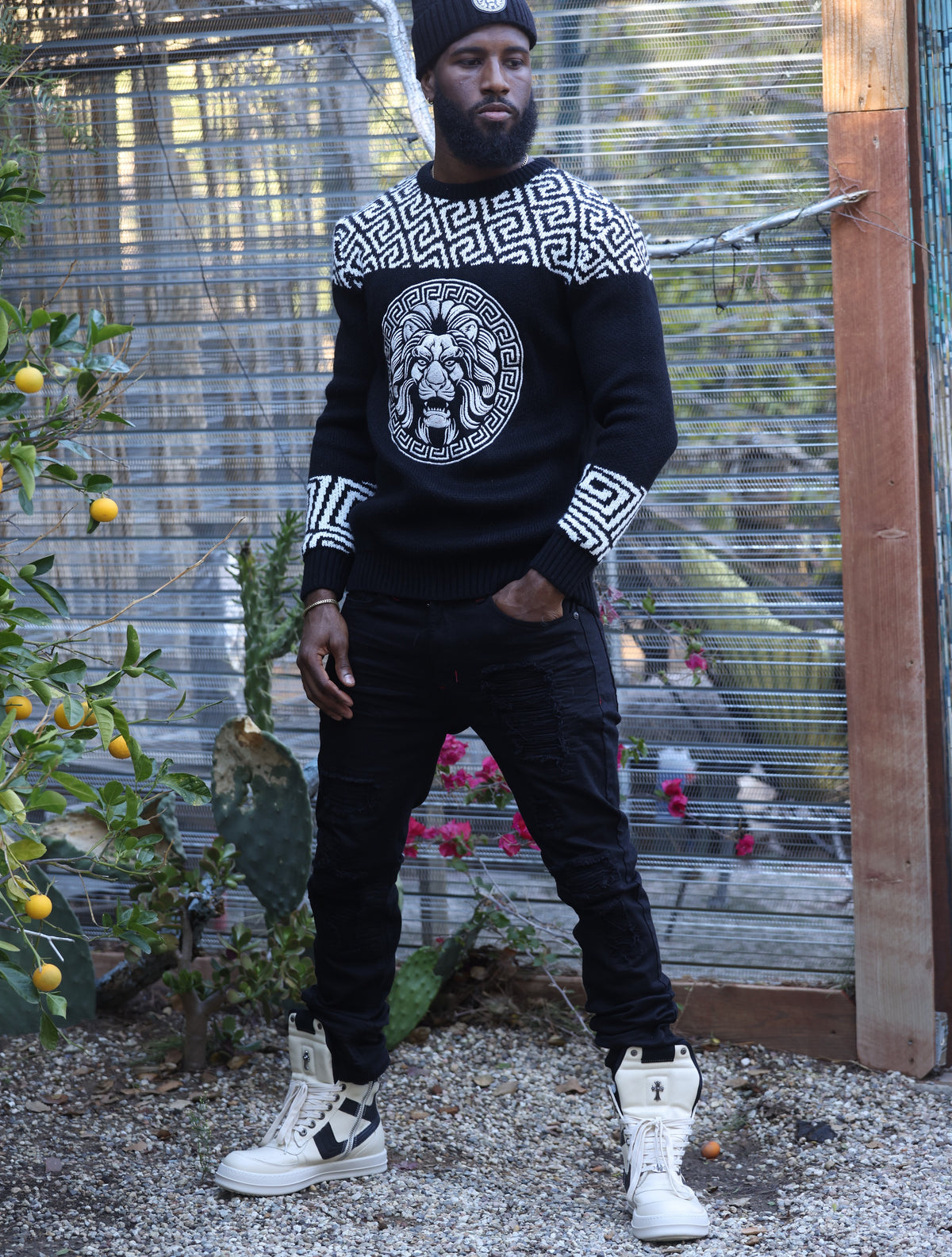Makobi M4131 Leo Knit Sweater in Black, view 3