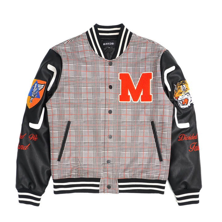 M4315 Vercelli Plaid Varsity Jacket - Black