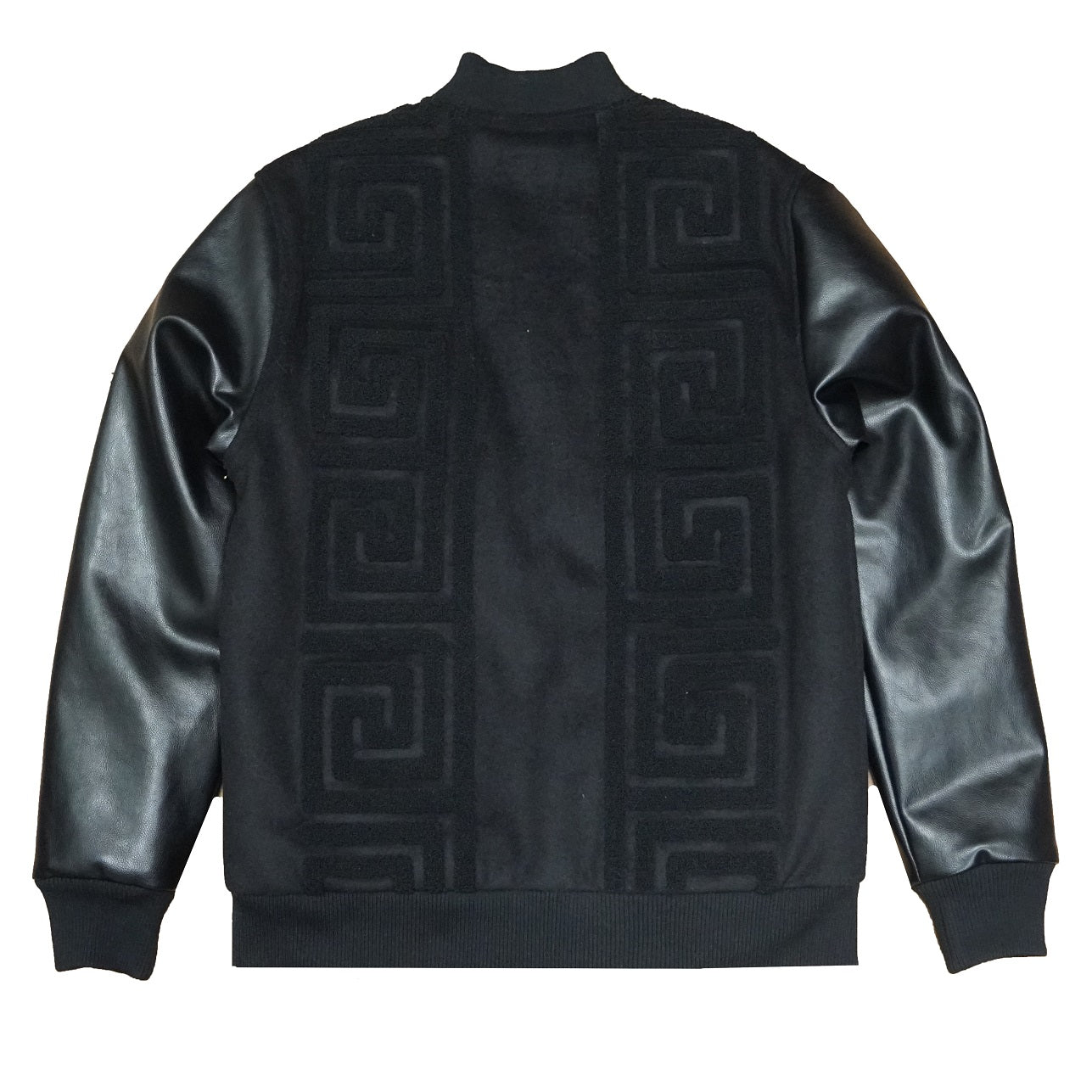 Makobi M4338 Adonis Wool Varsity Jacket in Black, view 3