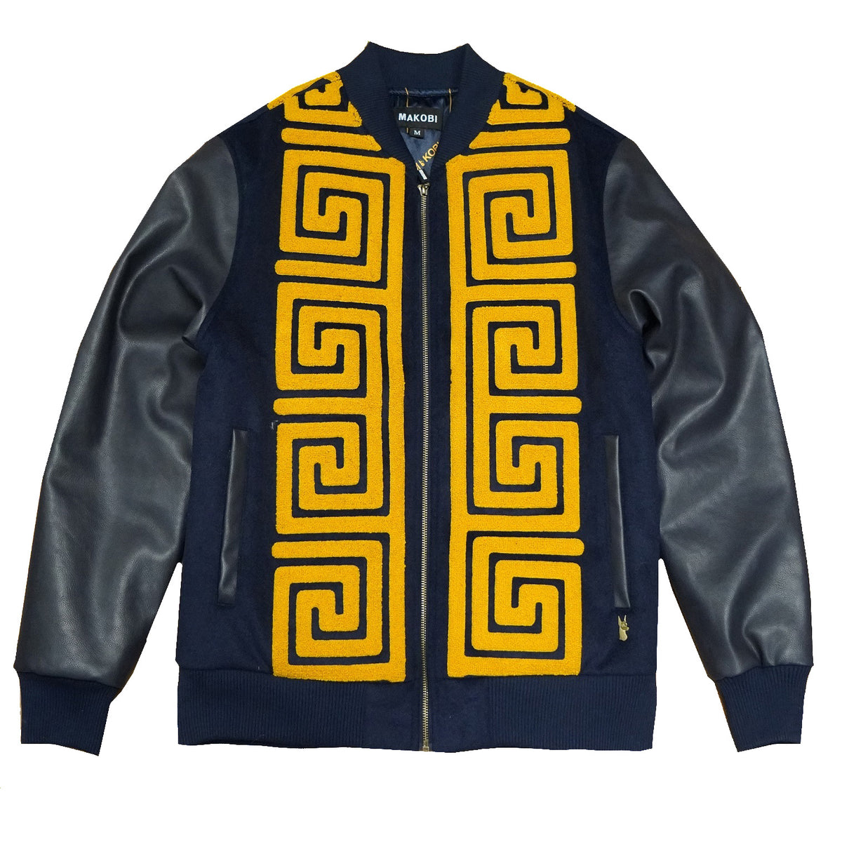 Makobi M4338 Adonis Wool Varsity Jacket in Navy, view 4