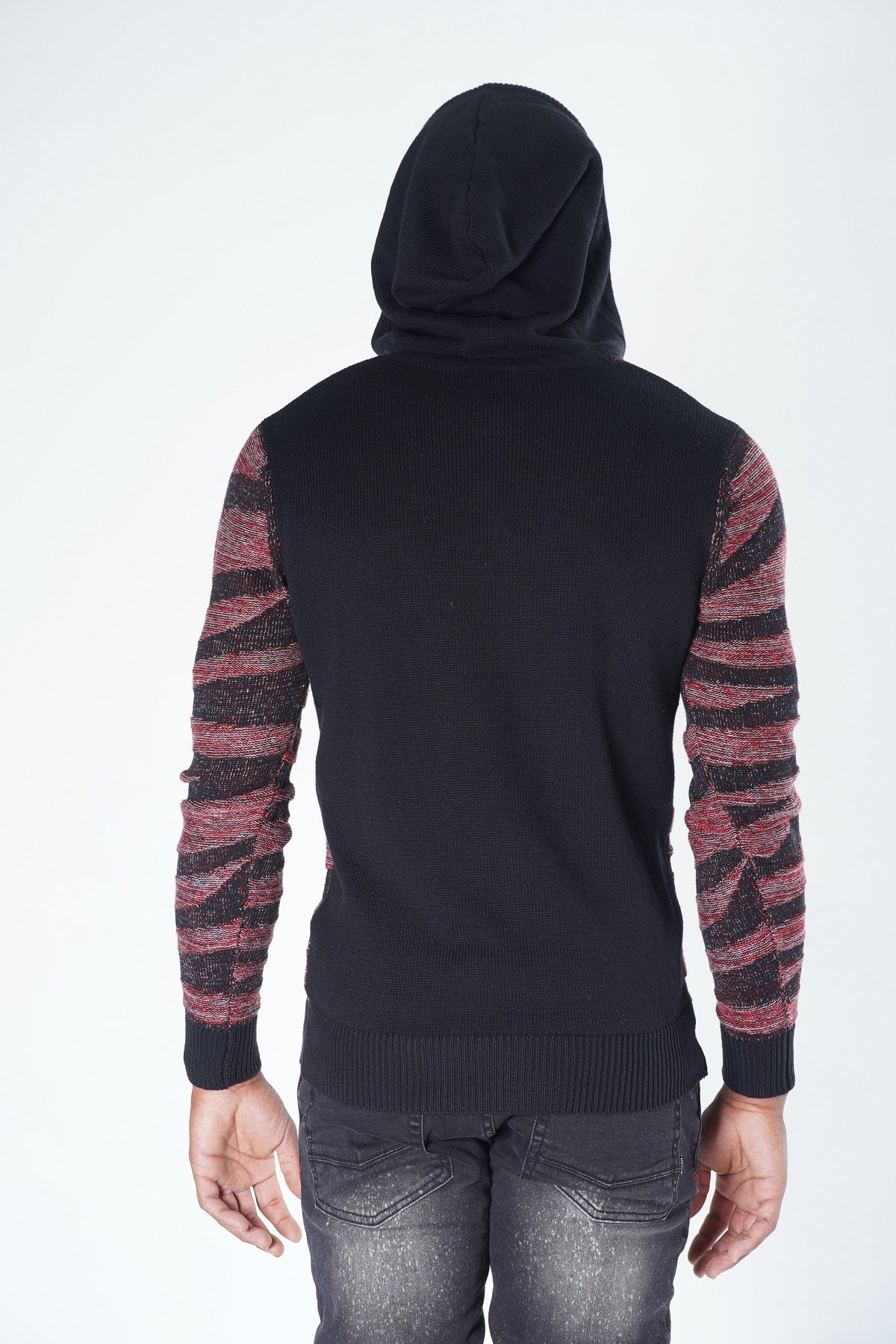 M5050 Tiger Knit Hoody Sweater - Black