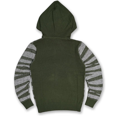 M5050 Tiger Knit Hoody Sweater - Olive