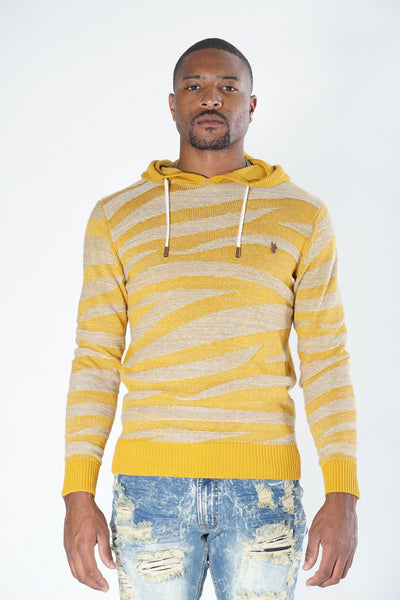 M5050 Tiger Knit Hoody Sweater - Wheat