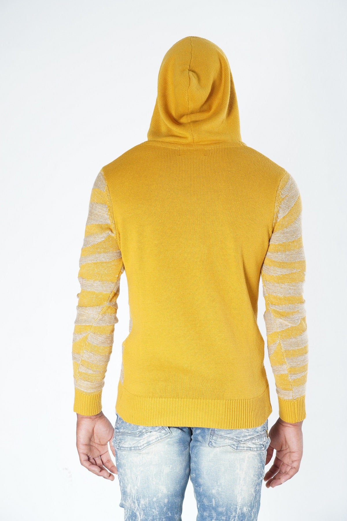 Makobi M5050 Tiger Knit Hoody Sweater in Wheat, view 4