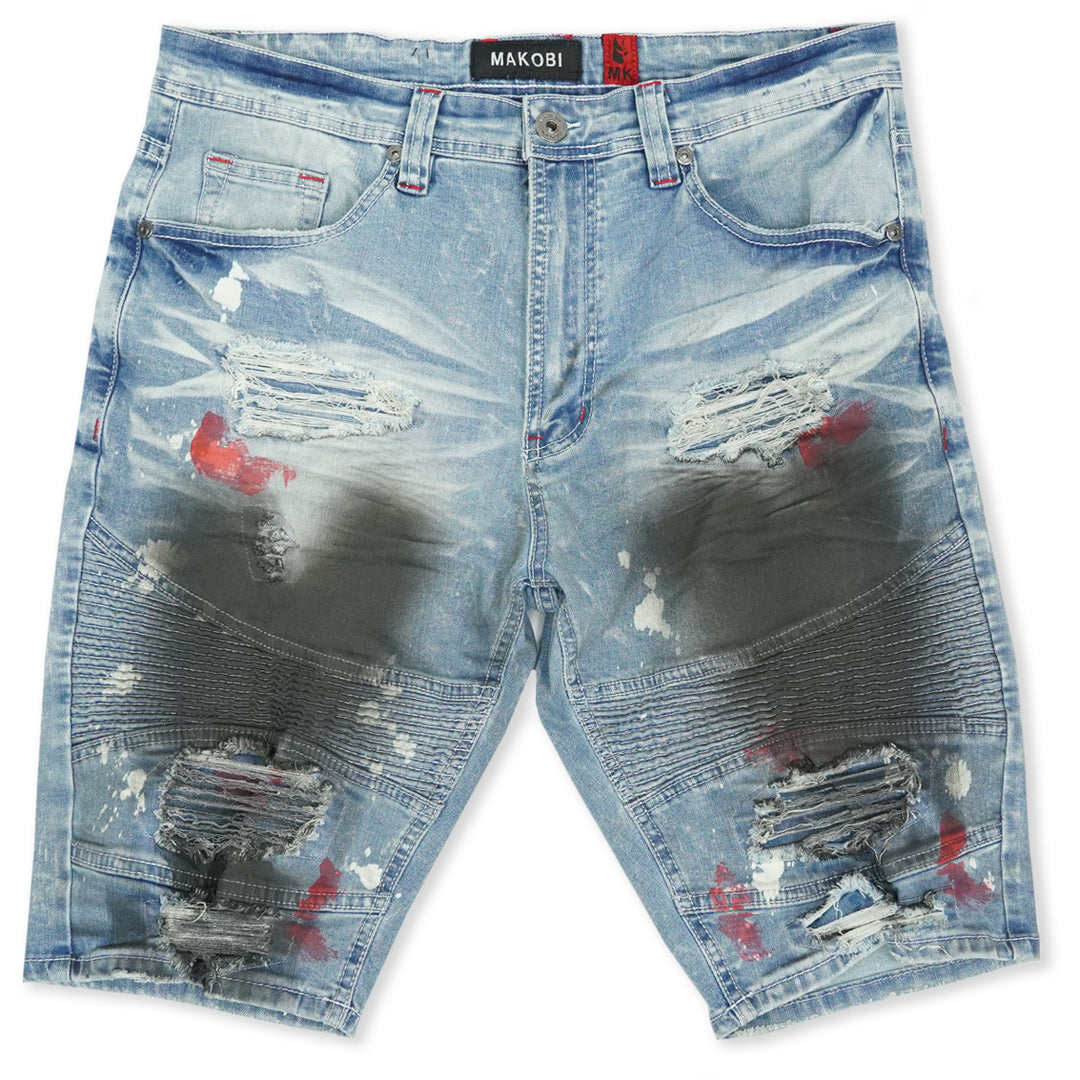 M709 مالاکیت بایکر شورت خرد شده - شستشوی سبک