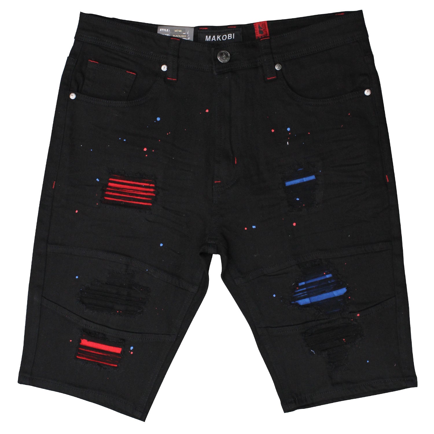 M748 Makobi Hermosa Shredded Shorts - Black
